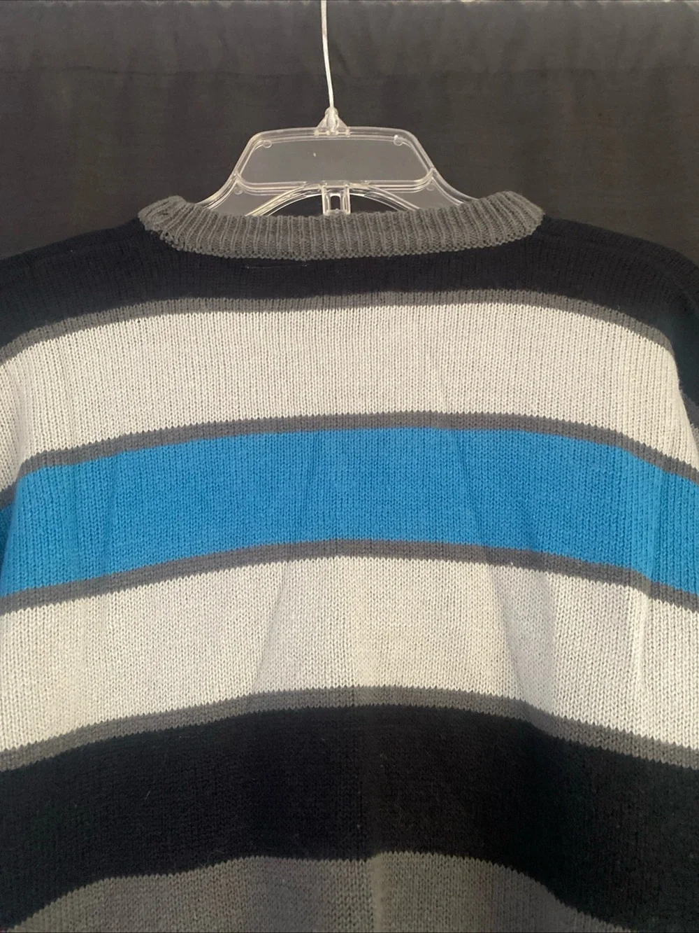Vintage 90’s The Men's Store Gray Crewneck Sweater with Blue and White Stripes